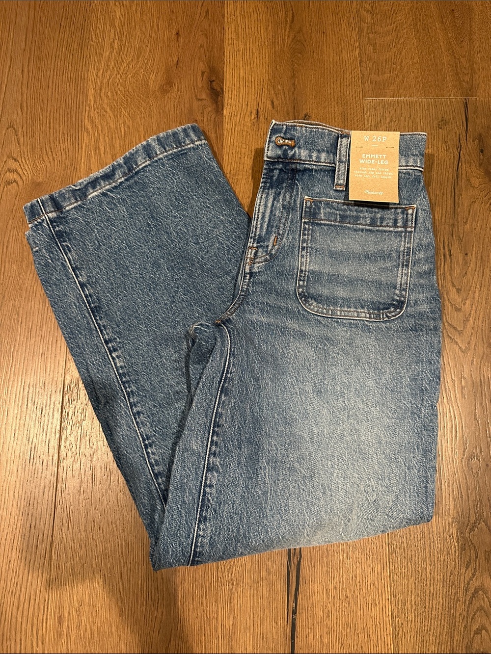 Madewell Emmett Wide-Leg Jeans in Medium Blue Denim